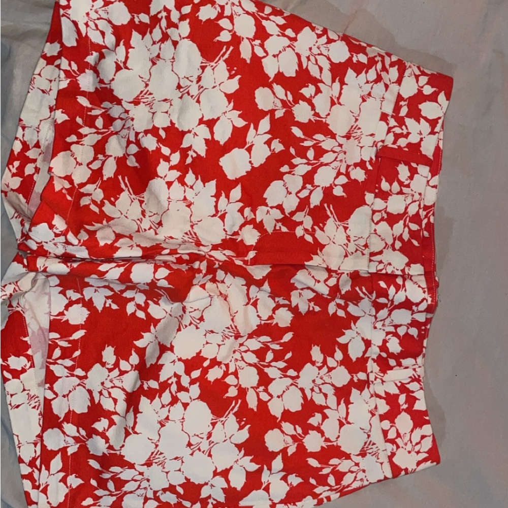 Orange and White Floral Shorts